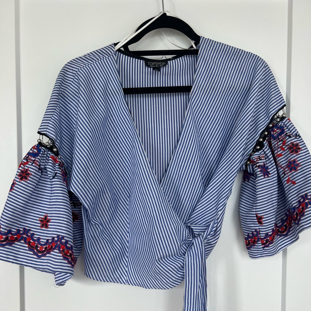 3/$50 Stunning like new Top Shop wrap top.